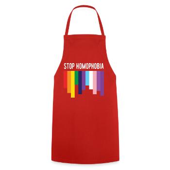 LGBT Pride Month - Stop Homophobia - Cooking Apron - red - Front - AI Model Male 185 dark (185cm)