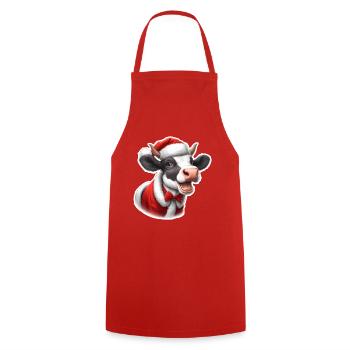 Christmas in July cow funny design for Christmas - Cooking Apron - red - Front - AI Model Male 185 dark (185cm)