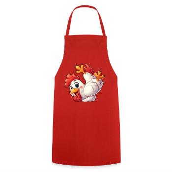 Poule Poule Coq Équilibre Sur La Tête Acrobatiques - Tablier de cuisine - rouge - Devant - AI Model Male 185 dark (185cm)