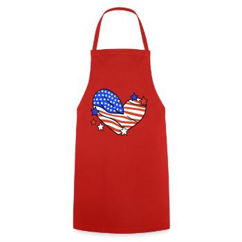 Amerikanische Flagge Herz 4. Juli - Kochschürze - Rot - Vorne - AI Model Male 185 dark (185cm)