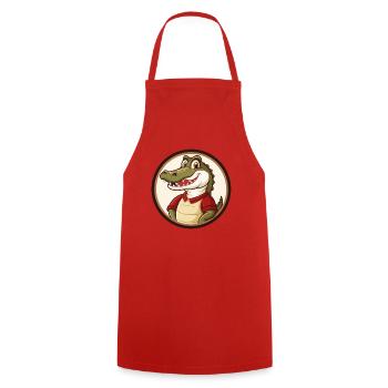 Alligator Colorful Kawaii Cartoon Character Pet - Cooking Apron - red - Front - AI Model Male 185 dark (185cm)