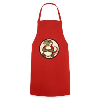 Komodo Dragon Colorful Kawaii Cartoon Clipart Pet - Cooking Apron - red - Front - AI Model Male 185 dark (185cm)