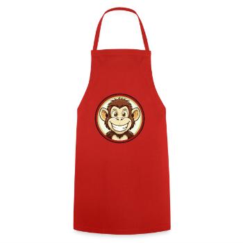 Monkey Colorful Kawaii Cartoon Character Clipart - Cooking Apron - red - Front - AI Model Male 185 dark (185cm)