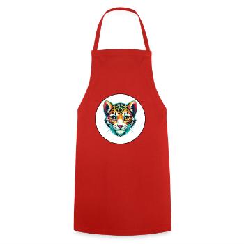 Léopard des neiges Bébé chat race dessin animé Kawaii Animal - Tablier de cuisine - rouge - Devant - AI Model Male 185 dark (185cm)