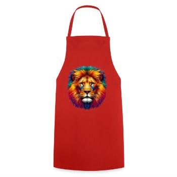 Lion - Cooking Apron - red - Front - AI Model Male 185 dark (185cm)