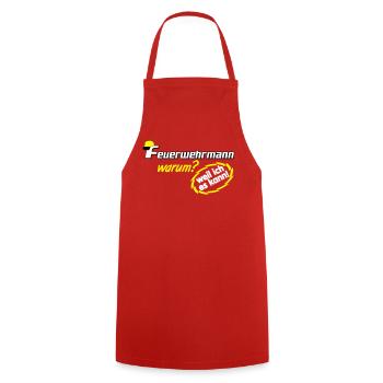 Volunteer Fire Brigade , Firefighter because I (25 - Cooking Apron - red - Front - AI Model Male 185 dark (185cm)