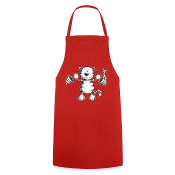 Cat Muscle Soreness Weight Training - Cooking Apron - red - Front - AI Model Male 185 dark (185cm)