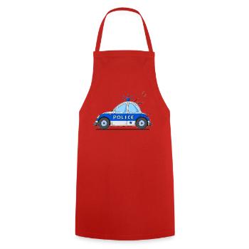 Voiture de Police Bleu - Tablier de cuisine - rouge - Devant - AI Model Male 185 dark (185cm)