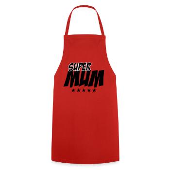Super Mom - Mother's Day - Cooking Apron - red - Front - AI Model Male 185 dark (185cm)