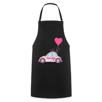 Polizeiauto Herz Rosa - Kochschürze - Schwarz - Vorne - AI Model Male 185 dark (185cm)