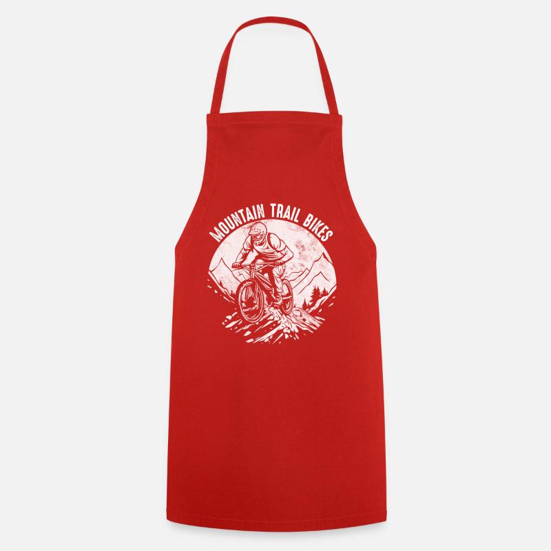 Mountain Trail Bikes Funny MTB Biker Offroad - Cooking Apron - red