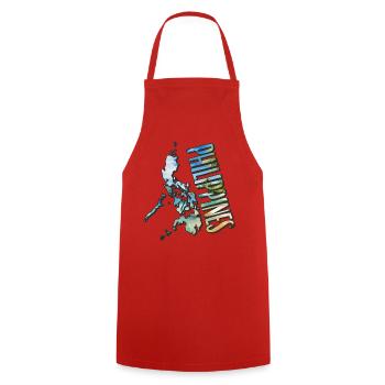Watercolor Map Philippines - Cooking Apron - red - Front - AI Model Male 185 dark (185cm)