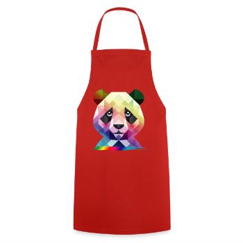 Colorful Rainbow Panda – Colorful Geometry - Cooking Apron - red - Front - AI Model Male 185 dark (185cm)