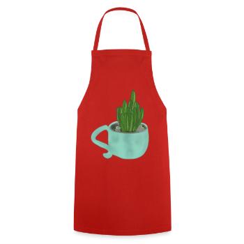 Une tasse avec une plante succulente - Tablier de cuisine - rouge - Devant - AI Model Male 185 dark (185cm)