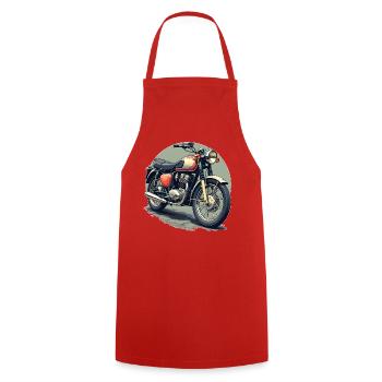 Illustration de moto vintage - Tablier de cuisine - rouge - Devant - AI Model Male 185 dark (185cm)