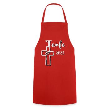Baptism 2025 Fish Dips in Cross 3D Effect - Cooking Apron - red - Front - AI Model Male 185 dark (185cm)
