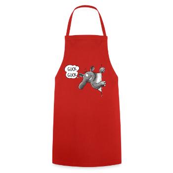 Guck Guck Tapir I Cartoon Tiermotiv - Kochschürze - Rot - Vorne - AI Model Male 185 dark (185cm)