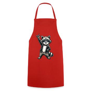 Waschbär mit Rock Pose Raccoon Rock Musik Musiker - Kochschürze - Rot - Vorne - AI Model Male 185 dark (185cm)