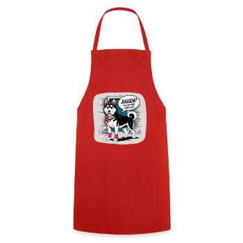 Husky jogging? I'll pull you with dog love - Cooking Apron - red - Front - AI Model Male 185 dark (185cm)