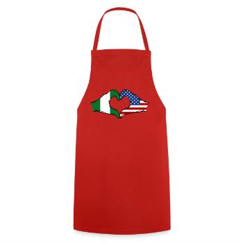 Nigeria États-Unis Drapeau Mains Coeur Forme - Tablier de cuisine - rouge - Devant - AI Model Male 185 dark (185cm)