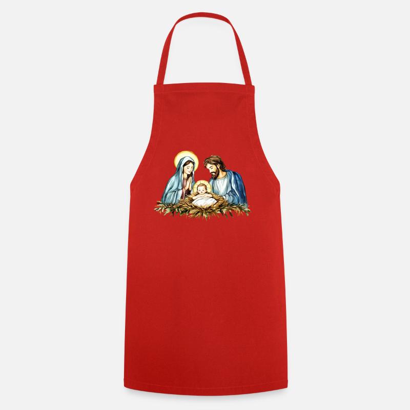 Pull de Noël Noël à la Crèche Jésus - Tablier de cuisine - rouge