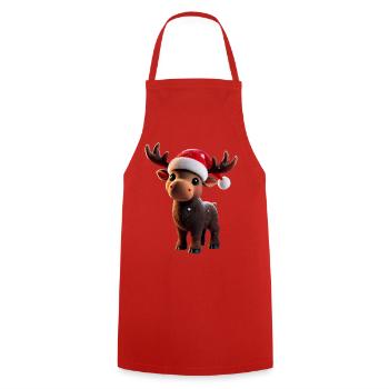 Moose - Mosses - Christmas - Cooking Apron - red - Front - AI Model Male 185 dark (185cm)