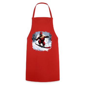 Huhn Snowboard - Kochschürze - Rot - Vorne - AI Model Male 185 dark (185cm)