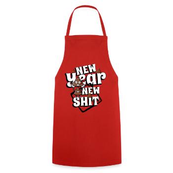 New year, new shit - Cooking Apron - red - Front - AI Model Male 185 dark (185cm)