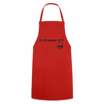 Confirmation 2025 departing train journey - Cooking Apron - red - Front - AI Model Male 185 dark (185cm)