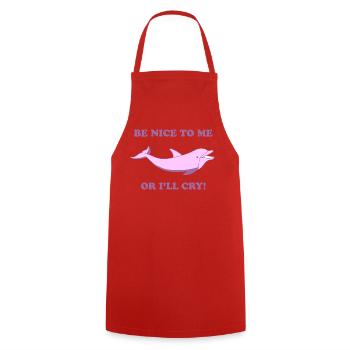 Süßer Delfin – Sois gentil avec moi ou je pleurerai - Tablier de cuisine - rouge - Devant - AI Model Male 185 dark (185cm)