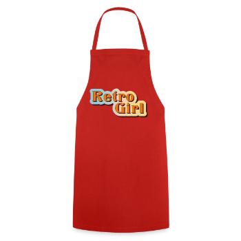 Retro Girl – 70s Vibes & Nostalgie - Kochschürze - Rot - Vorne - AI Model Male 185 dark (185cm)