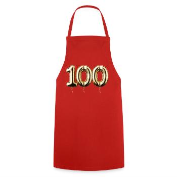 100 Years Gold Balloon Foil Balloon Gift - Cooking Apron - red - Front - AI Model Male 185 dark (185cm)