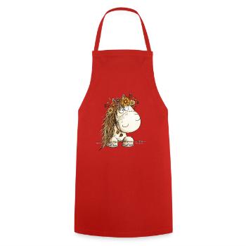 Droll Horse Floral Couronne Dessin animé - Tablier de cuisine - rouge - Devant - AI Model Male 185 dark (185cm)