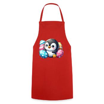 Mignon Pingouin Pâques Dessin animé Enfants - Tablier de cuisine - rouge - Devant - AI Model Male 185 dark (185cm)