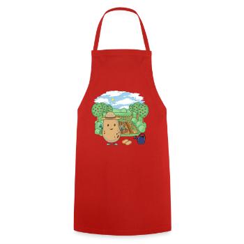 Potato Farmer Vegetable Garden Potatoes Farmer - Cooking Apron - red - Front - AI Model Male 185 dark (185cm)