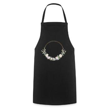 Adriane! Name: Floral - Cooking Apron - black - Front - AI Model Male 185 dark (185cm)