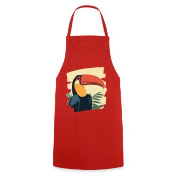 Toucan - Cooking Apron - red - Front - AI Model Male 185 dark (185cm)