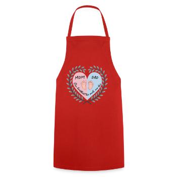 Mom, Dad & Baby Heart Design - Cooking Apron - red - Front - AI Model Male 185 dark (185cm)