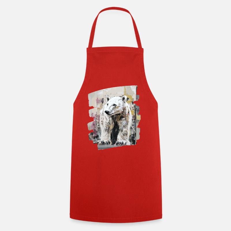 Polar Bear Graffiti Sprayer - Cooking Apron - red