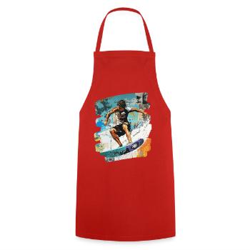 Surfergirl,Surfer,Surfer Design,Surf Shirt,Wellenr - Kochschürze - Rot - Vorne - AI Model Male 185 dark (185cm)