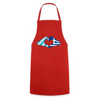 Bavaria Greece Flag Hands Heart Shape - Cooking Apron - red - Front - AI Model Male 185 dark (185cm)