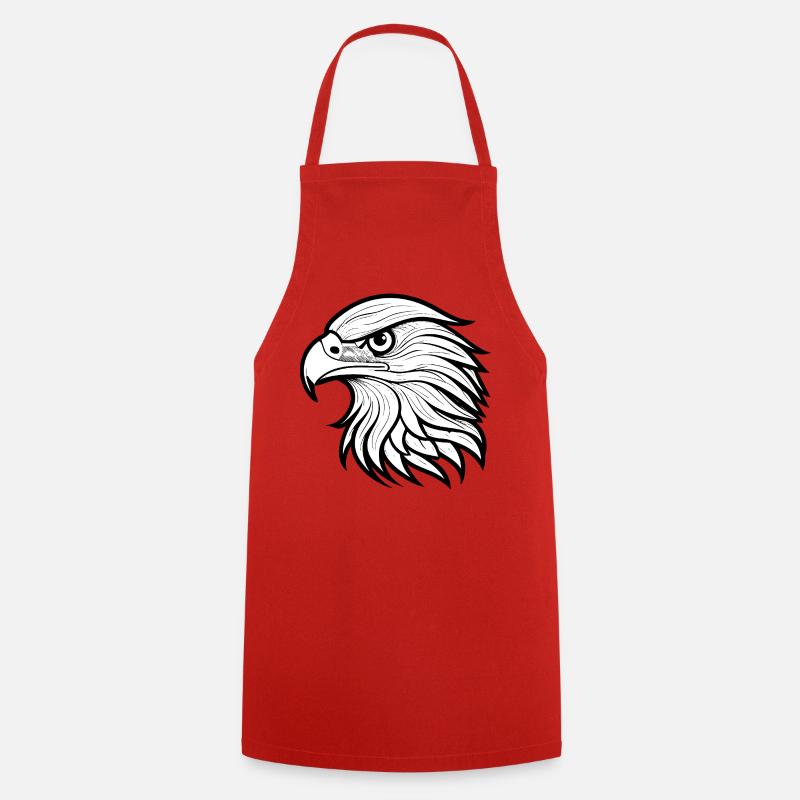 Stylish Eagle Head Illustration - Cooking Apron - red