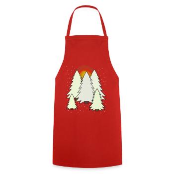 Arbre Sapin Hiver Forêt Nature Neige Épicéa - Tablier de cuisine - rouge - Devant - AI Model Male 185 dark (185cm)