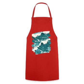 Waves and sea - Cooking Apron - red - Front - AI Model Male 185 dark (185cm)
