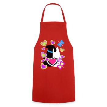 Chien Chats Saint-Valentin Amour Rétro Vintage - Tablier de cuisine - rouge - Devant - AI Model Male 185 dark (185cm)