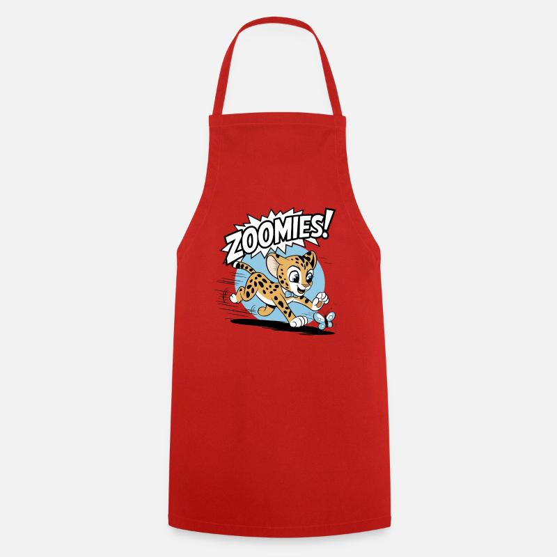 Zoomies – Cheetah Chasing a Butterfly - Cooking Apron - red