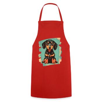 Teckel Dackel - Tablier de cuisine - rouge - Devant - AI Model Male 185 dark (185cm)