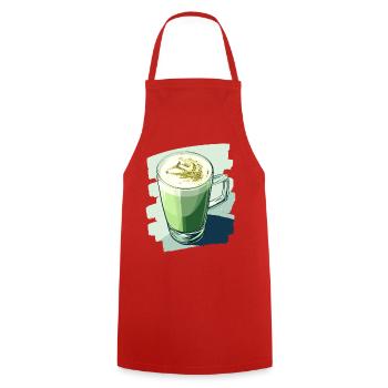 Matcha Latte Lover Green Tea - Cooking Apron - red - Front - AI Model Male 185 dark (185cm)