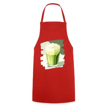 Matcha Latte Lover Green Tea - Cooking Apron - red - Front - AI Model Male 185 dark (185cm)