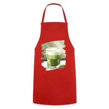 Matcha Latte Lover Green Tea - Cooking Apron - red - Front - AI Model Male 185 dark (185cm)
